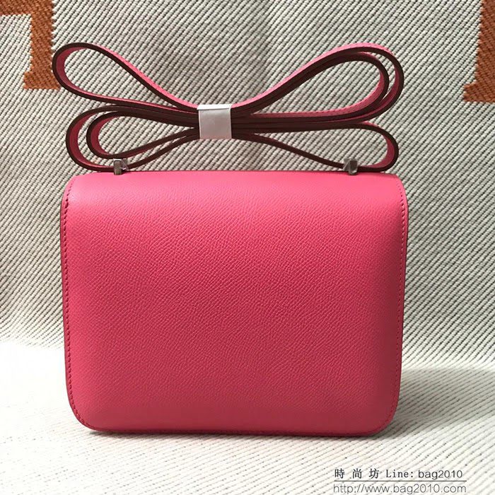 HERMES愛馬仕 H空姐包 進口原廠EP皮 頂級蜜蠟製作 街拍必備單品 唇膏粉金銀 單肩斜挎包  Ama1554